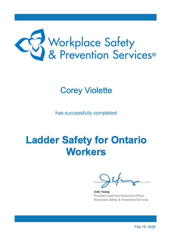 WSPS Ladder Safety Certificate preview