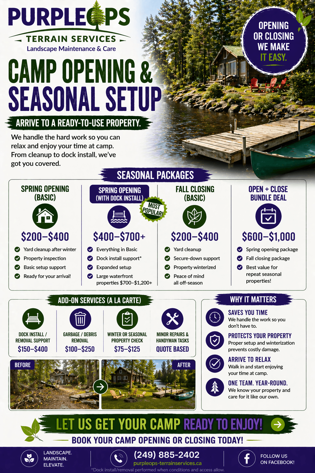 Camp opening and seasonal setup campaign graphic