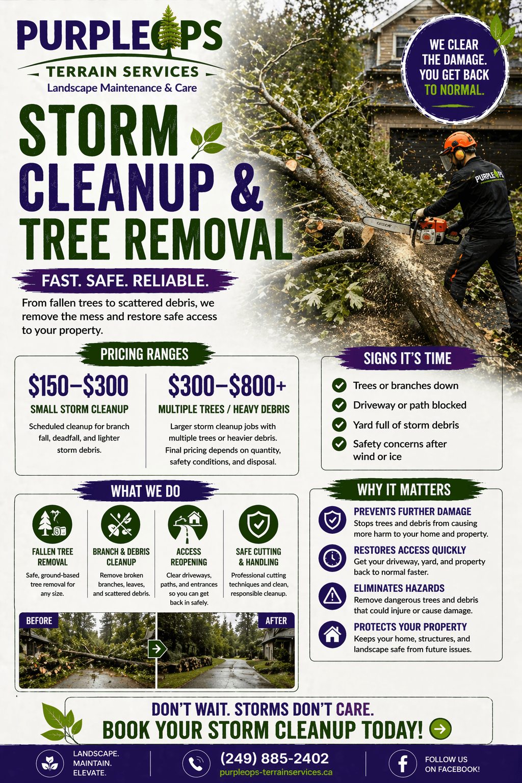 Storm cleanup and tree removal campaign graphic