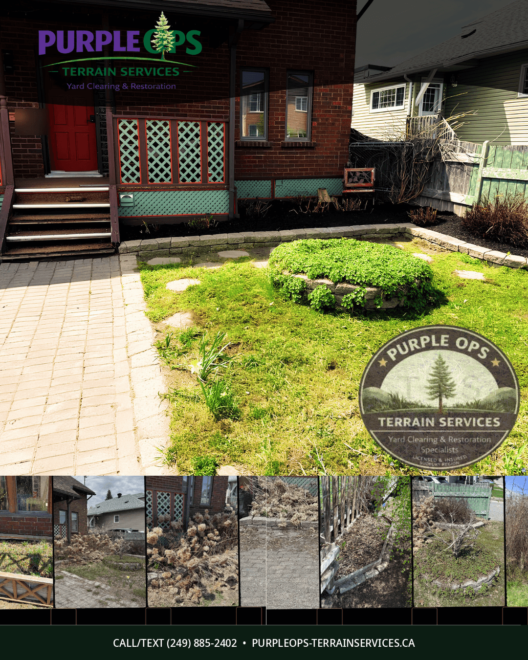 Purple Ops before-and-after yard cleanup showcase